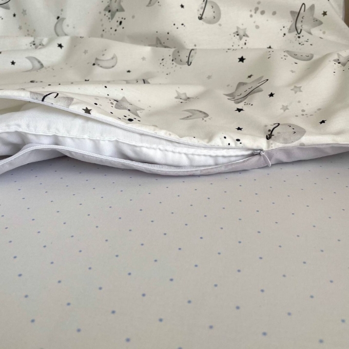 Set lenjerie de schimb pentru patut bebe 3 piese Galaxi gri
